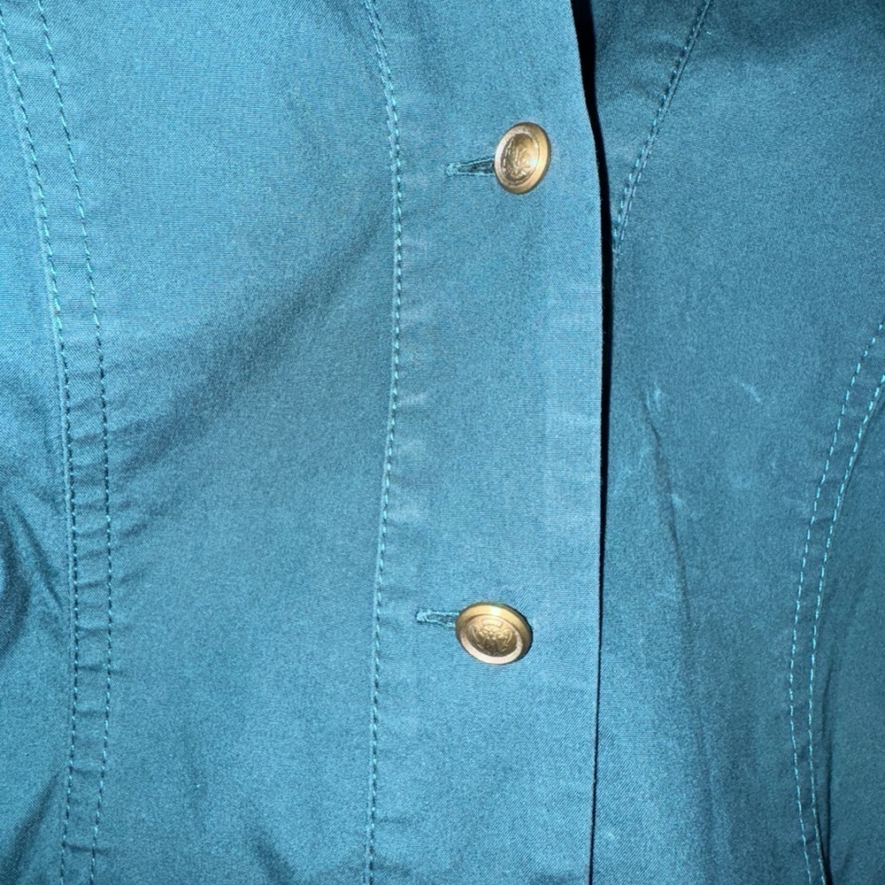 Vintage Gucci teal button up shirt blouse long sleeve top emerald brass work - Picture 9 of 13